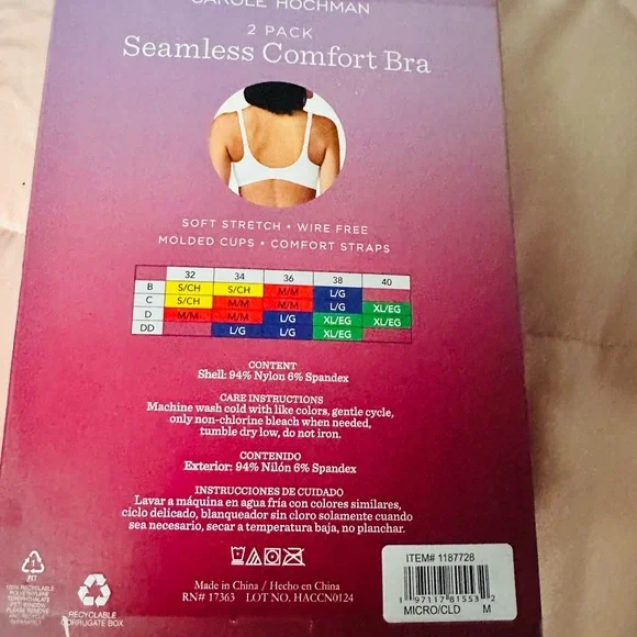 Midnight by Carole Hochman Seamless White Bra - 2 Pack - Picture 2 of 4